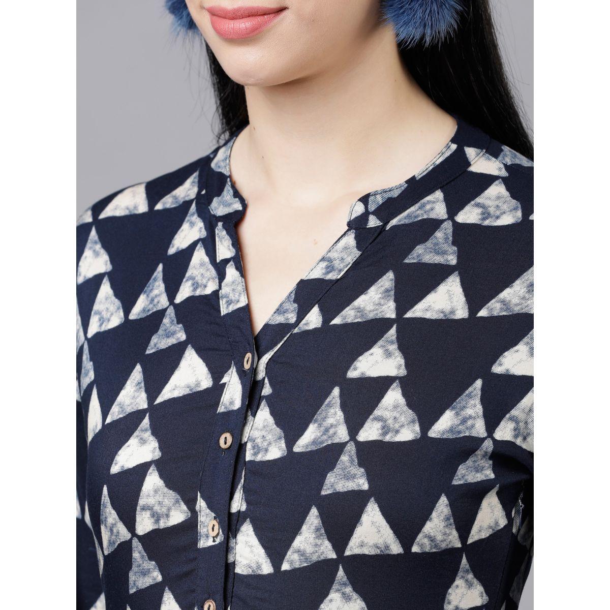 Vishudh X Styli  Geometric Print Shirt Maxi Dress with String Detail-women-clothing-dresses-image-5