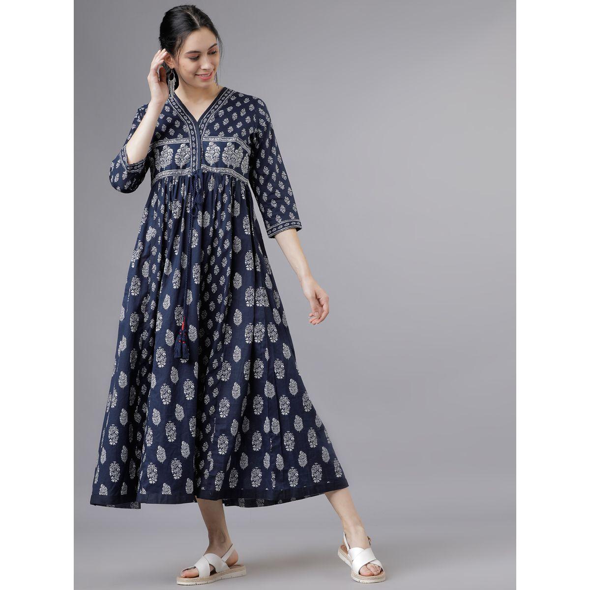 فستان طويل مطبع بالكامل مع اربطة فيشود × ستايلي-women-clothing-dresses-image-1