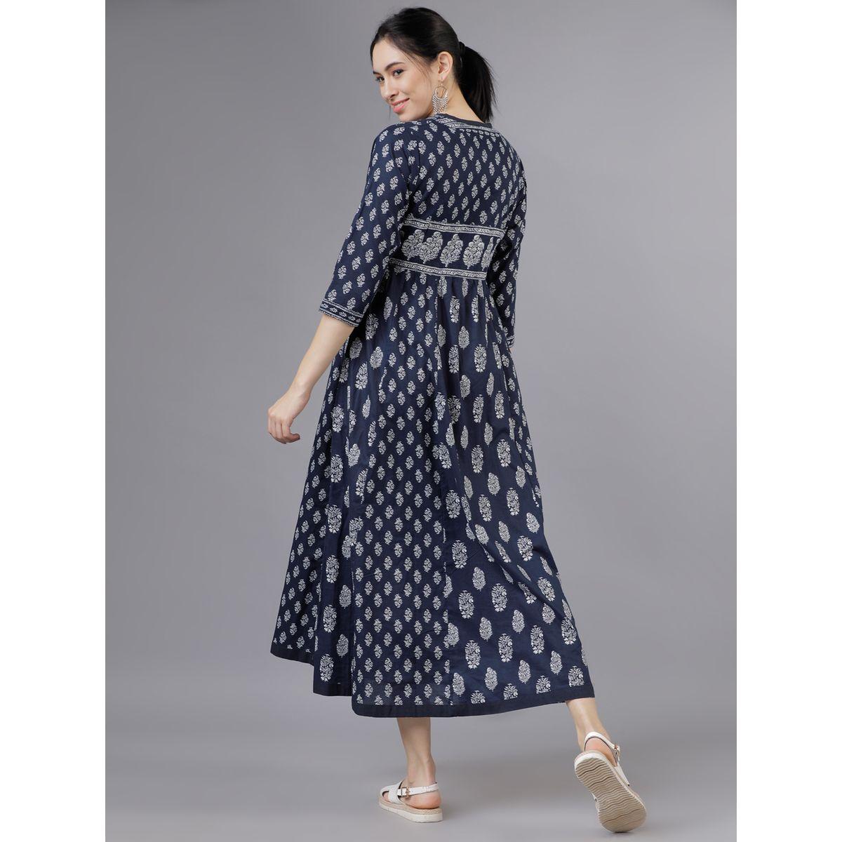 Vishudh X Styli  Block Print V Neck Empire Maxi Dress-women-clothing-dresses-image-3