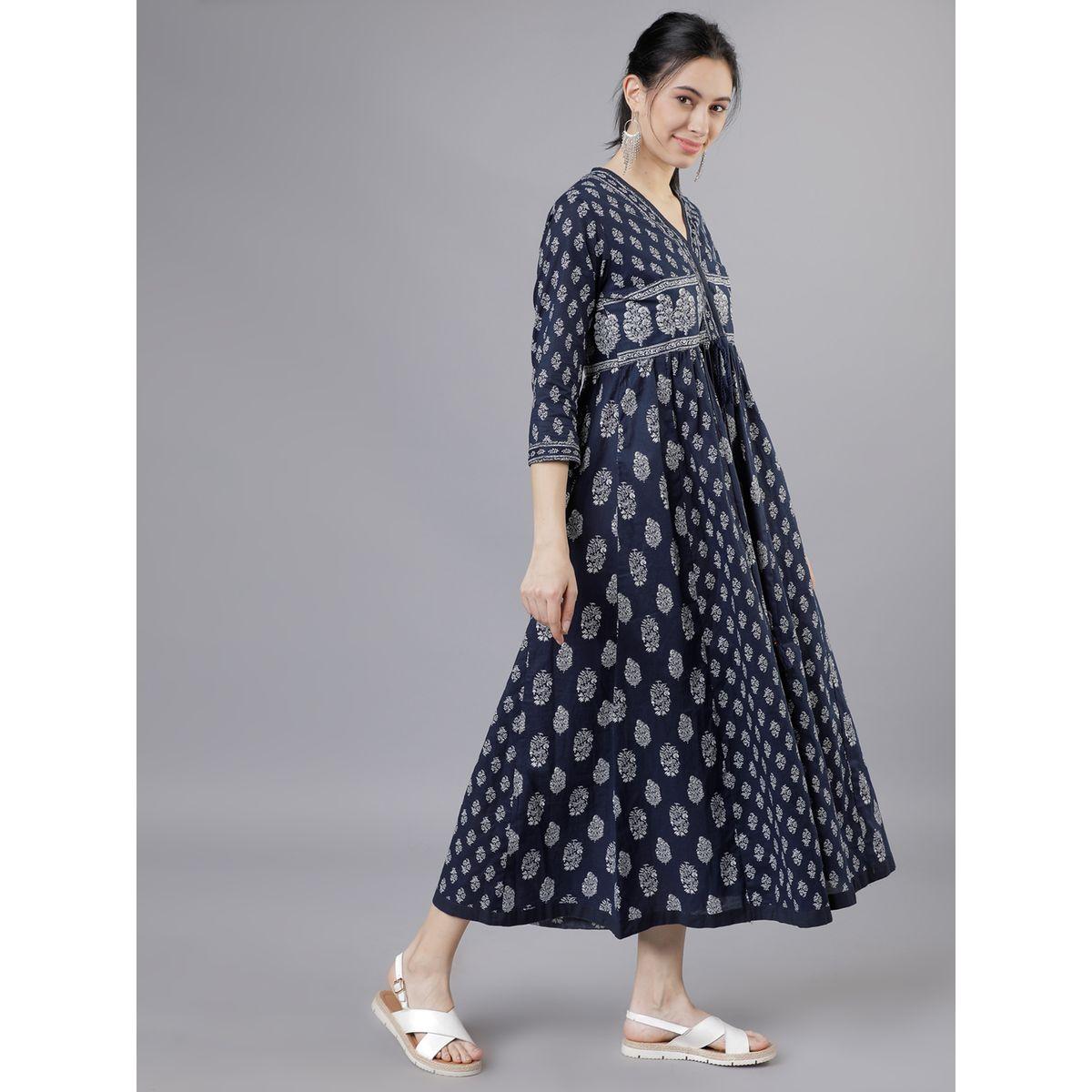 Vishudh X Styli  Block Print V Neck Empire Maxi Dress-women-clothing-dresses-image-4