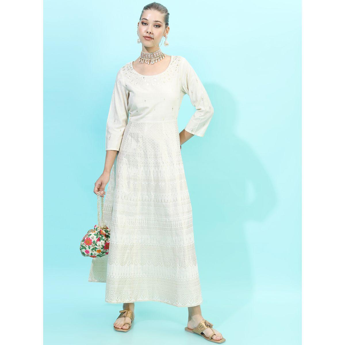 Vishudh X Styli  Foil Print Ethnic Maxi Dress-women-clothing-dresses-image-1