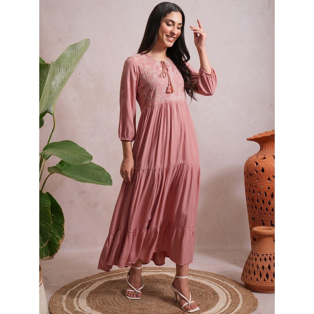 Vishudh X Styli  Embroidered Floral Tie-Up Neck Tiered Maxi Dress-women-clothing-dresses-image-4