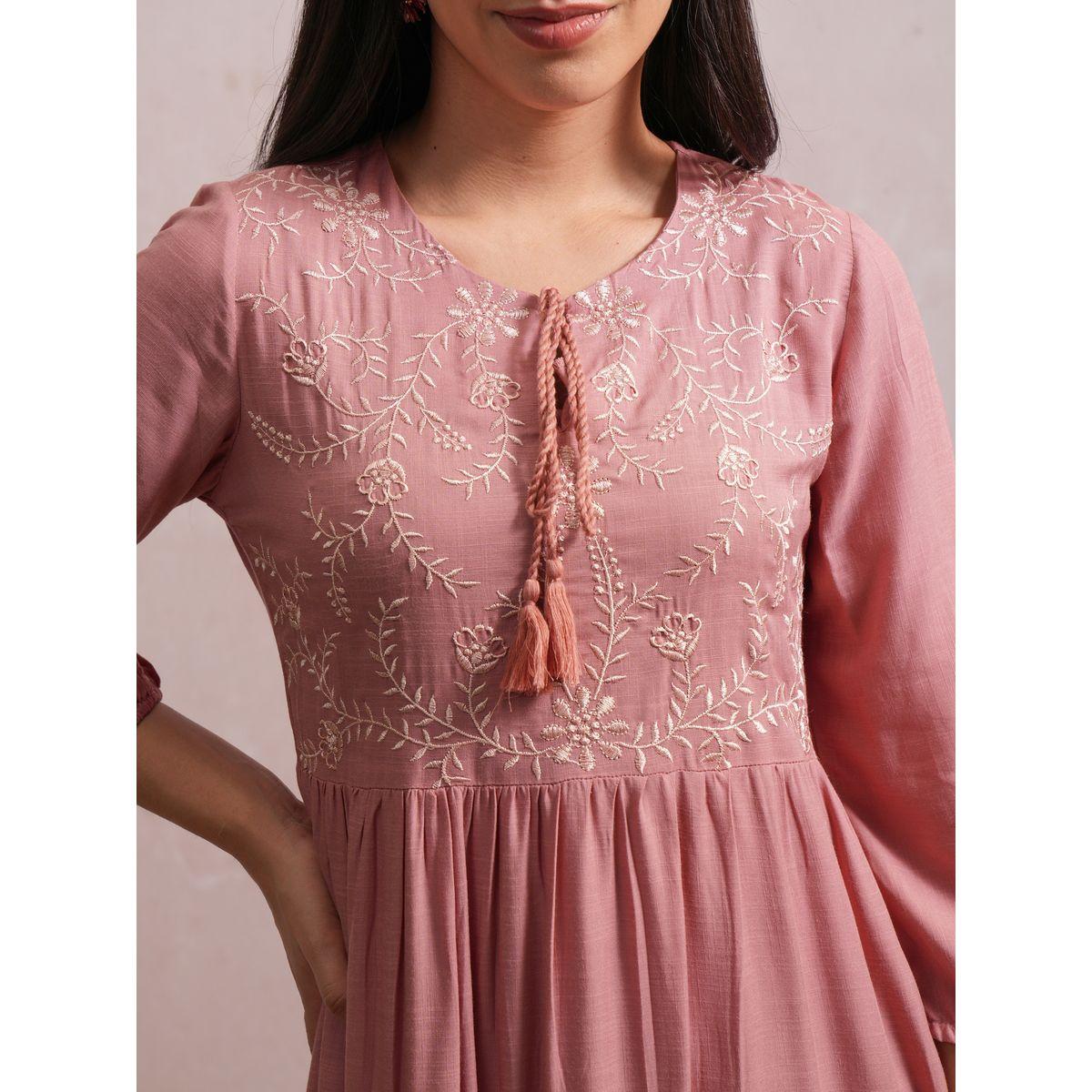 Vishudh X Styli  Embroidered Floral Tie-Up Neck Tiered Maxi Dress-women-clothing-dresses-image-5