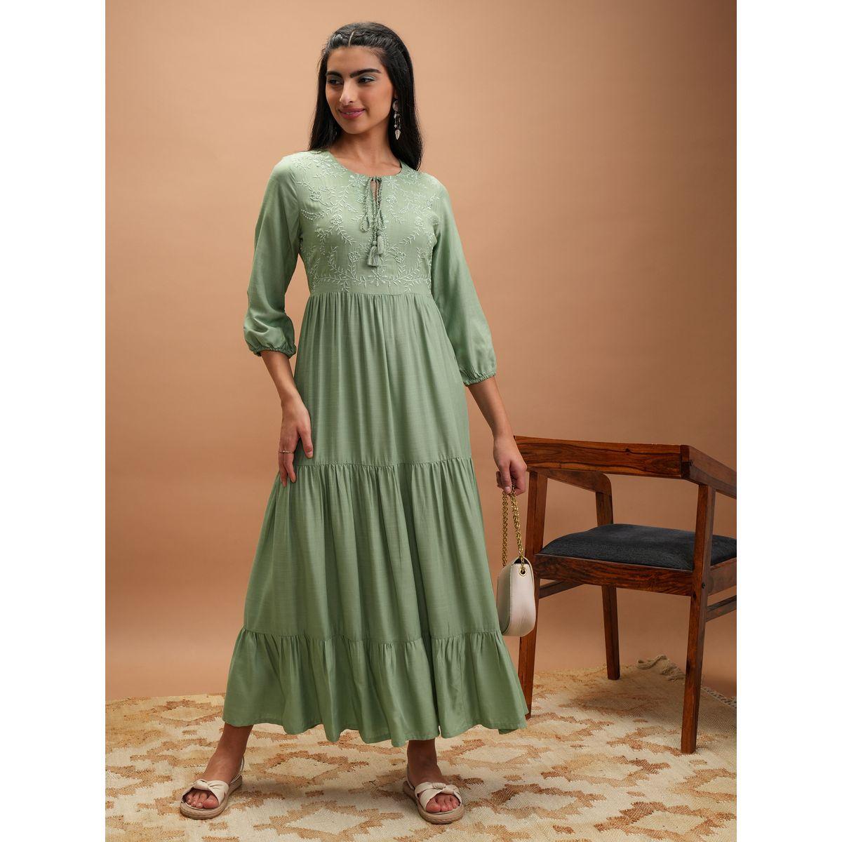Vishudh X Styli  Embroidered Floral Tie-Up Neck Tiered Maxi Dress-women-clothing-dresses-image-1