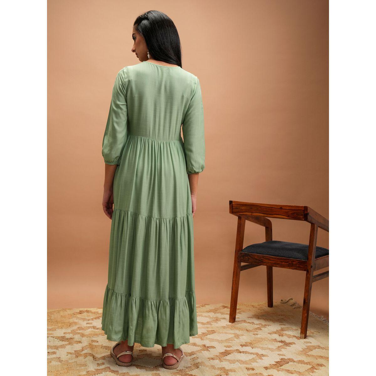 Vishudh X Styli  Embroidered Floral Tie-Up Neck Tiered Maxi Dress-women-clothing-dresses-image-4