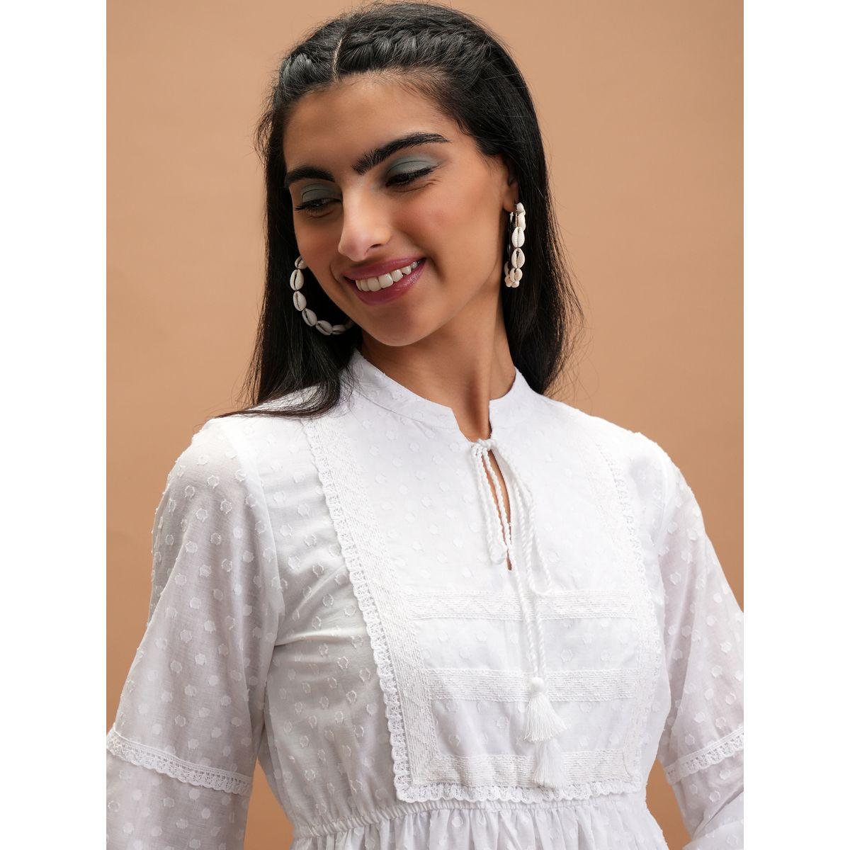 فستان طويل بكسرات مع ياقة بأربطة فيشود × ستايلي-women-clothing-dresses-image-2