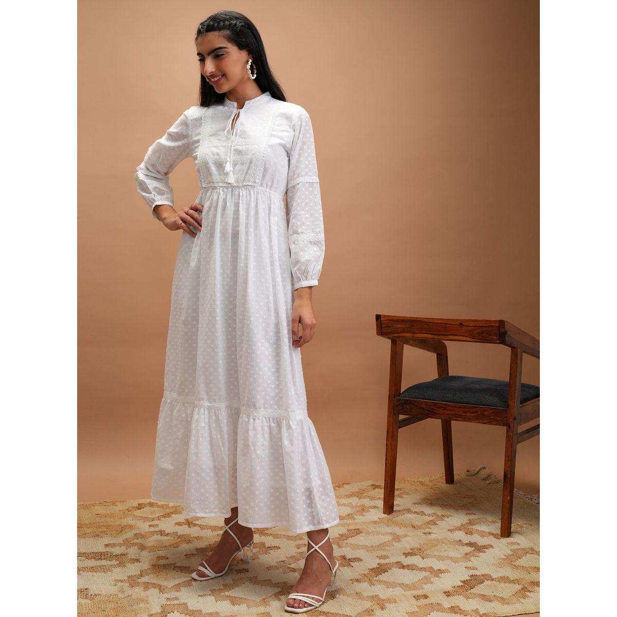 فستان طويل بكسرات مع ياقة بأربطة فيشود × ستايلي-women-clothing-dresses-image-3
