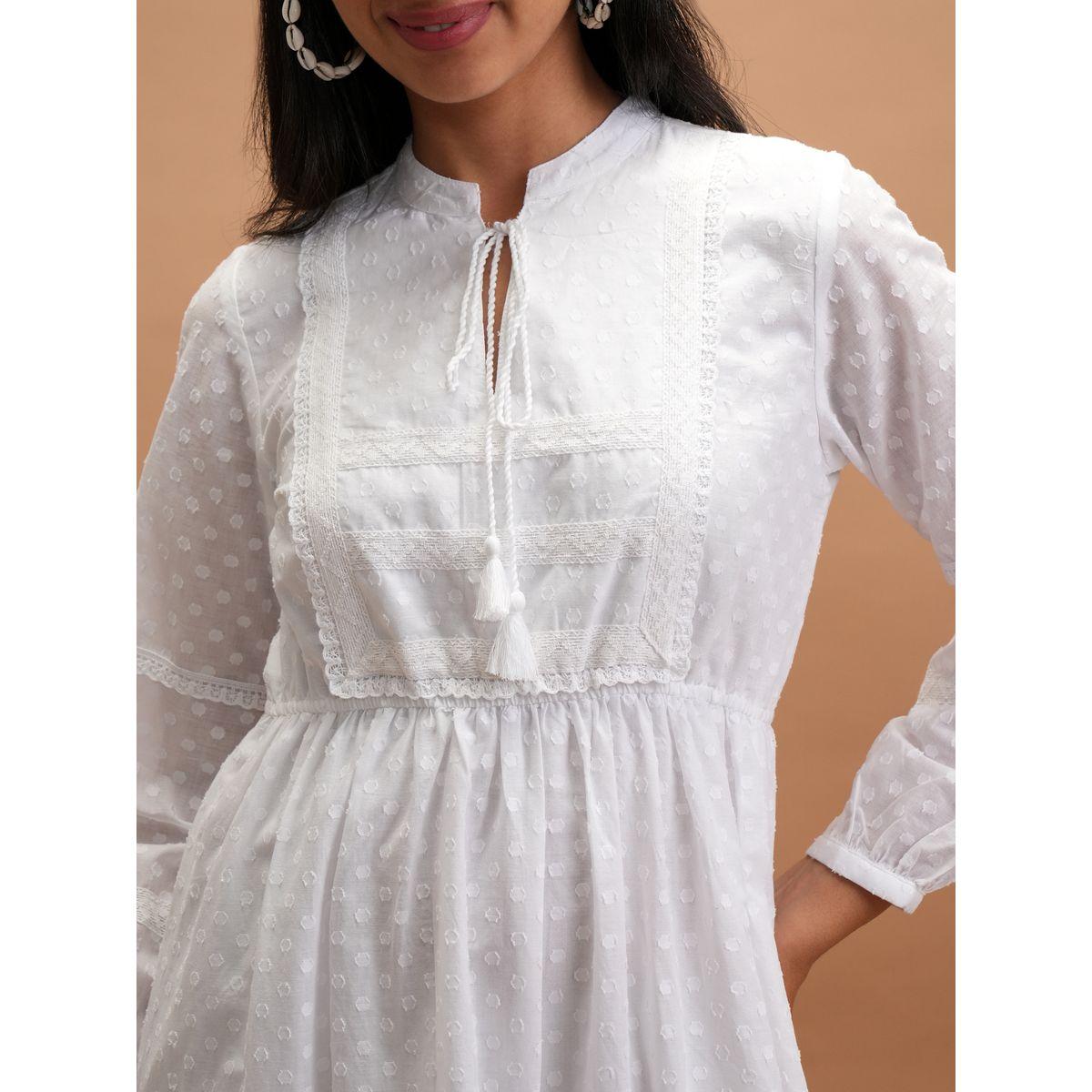 فستان طويل بكسرات مع ياقة بأربطة فيشود × ستايلي-women-clothing-dresses-image-5