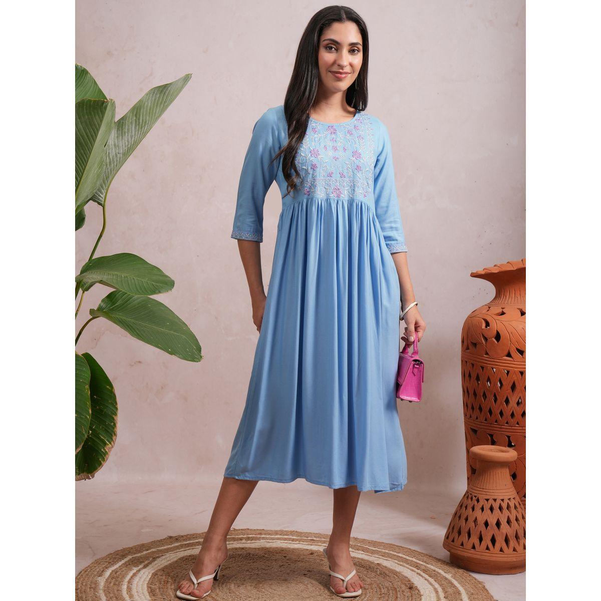 Vishudh X Styli  Embroidered Floral Print Midi Dress-women-clothing-dresses-image-1