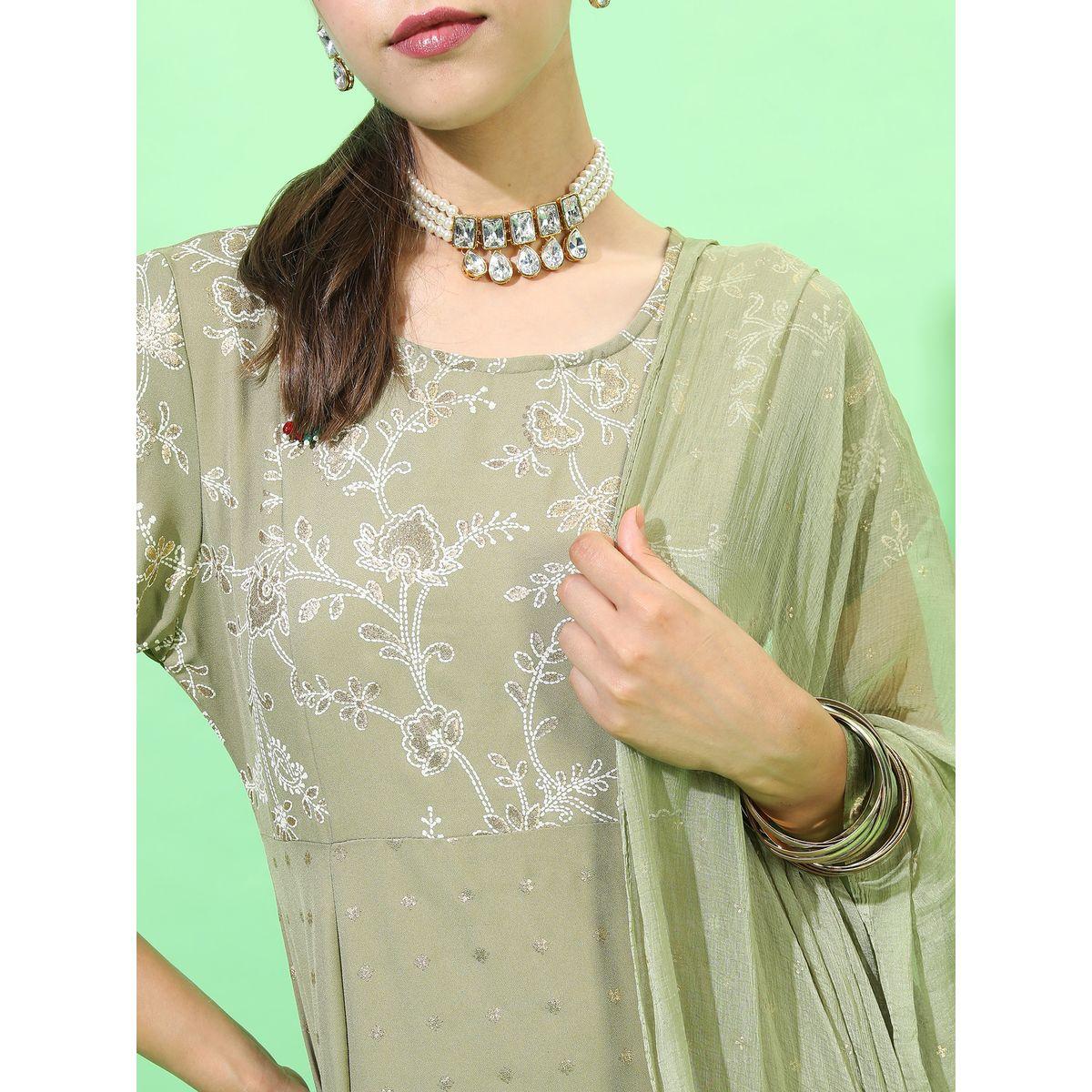 مجموعة من فستان هندي طويل مع دوباتا فيشود × ستايلي-women-clothing-ethnicwear-dresses-image-4