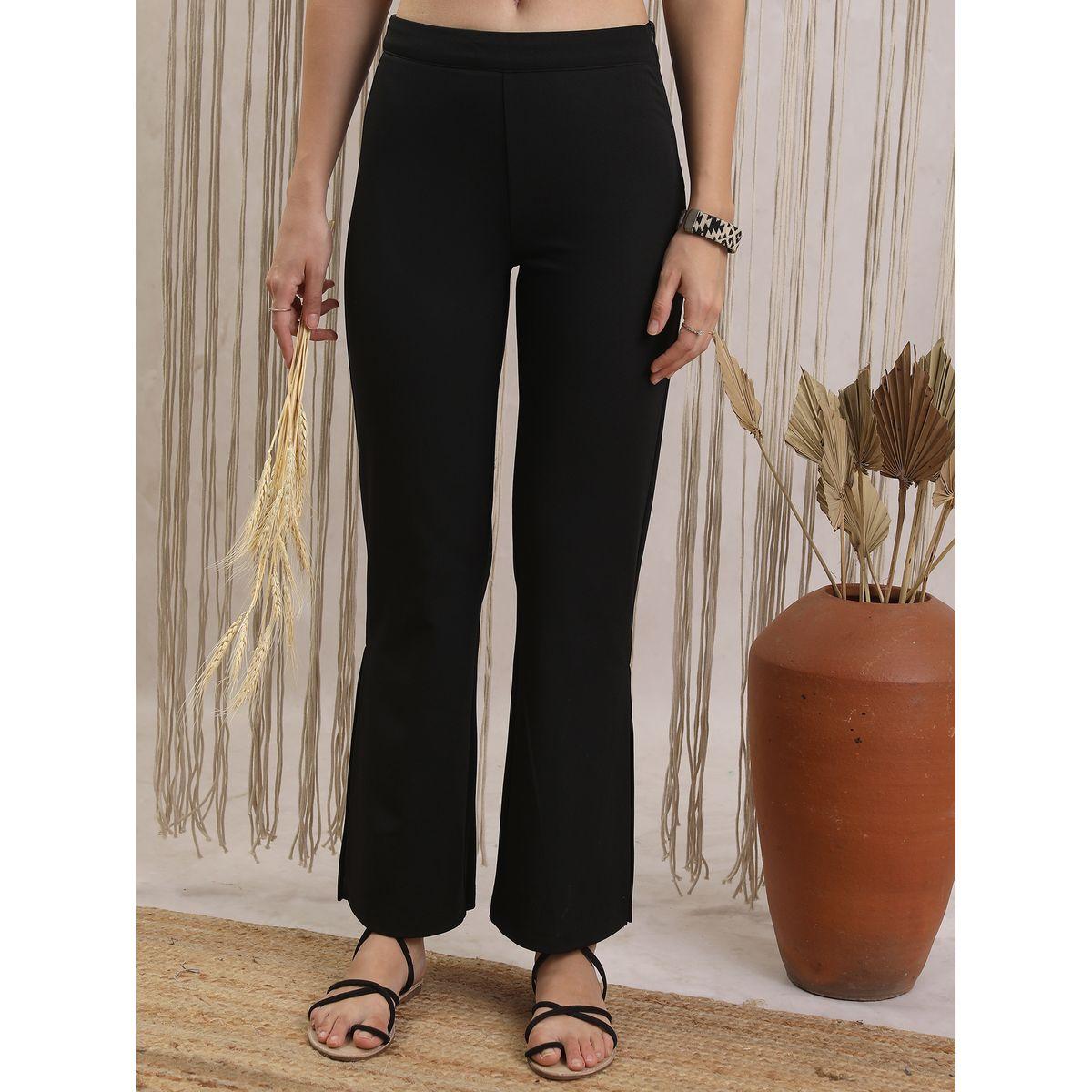 Vishudh X Styli  Mid Rise Side Slit Flared Trouser-women-clothing-bottoms-trousers-image-1