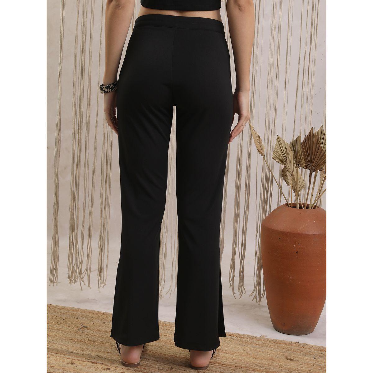 Vishudh X Styli  Mid Rise Side Slit Flared Trouser-women-clothing-bottoms-trousers-image-3