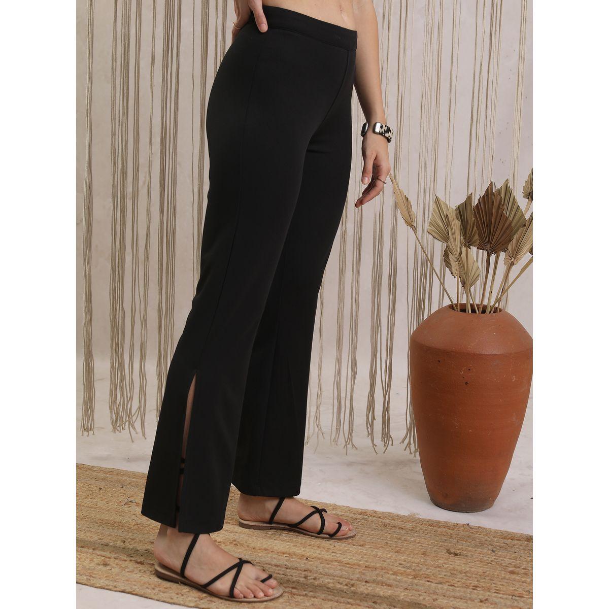 Vishudh X Styli  Mid Rise Side Slit Flared Trouser-women-clothing-bottoms-trousers-image-6