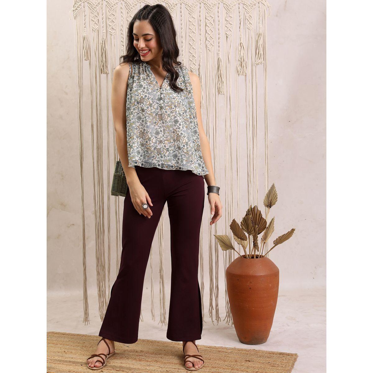 بنطال واسع بشق جانبي مع خصر متوسط فيشود × ستايلي-women-clothing-bottoms-trousers-image-2