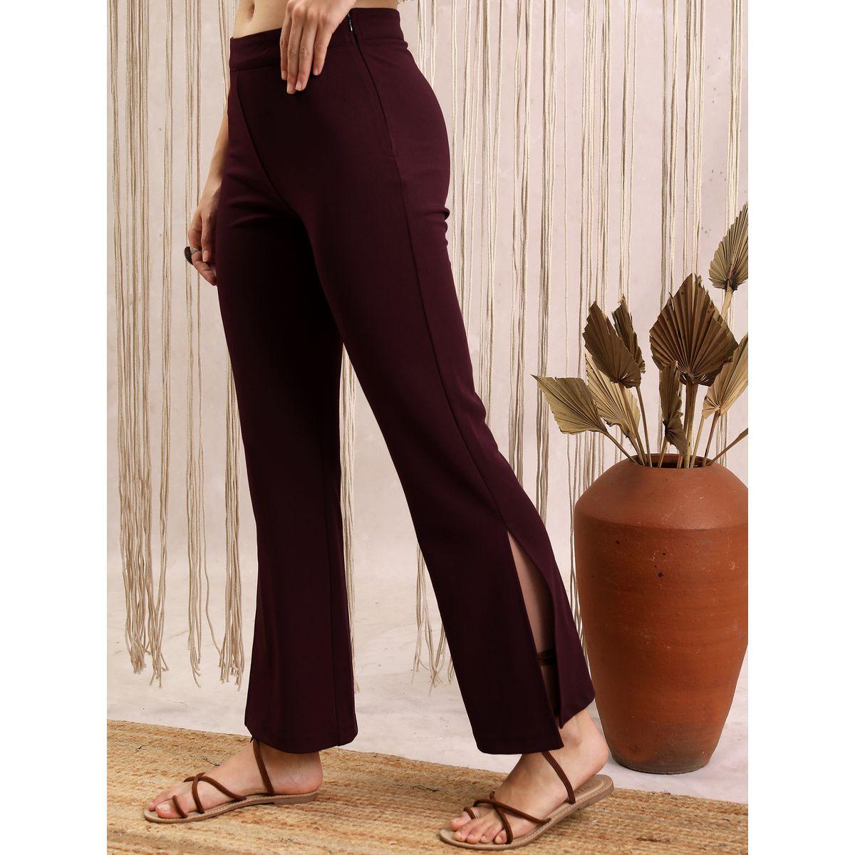 Vishudh X Styli  Mid Rise Side Slit Flared Trouser-women-clothing-bottoms-trousers-image-4