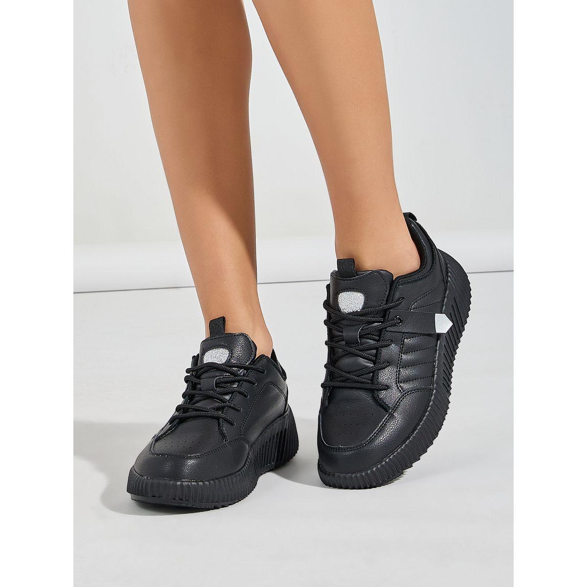 Styli Panelled Lace Up Sneakers-women-shoes-sneakers-image-1