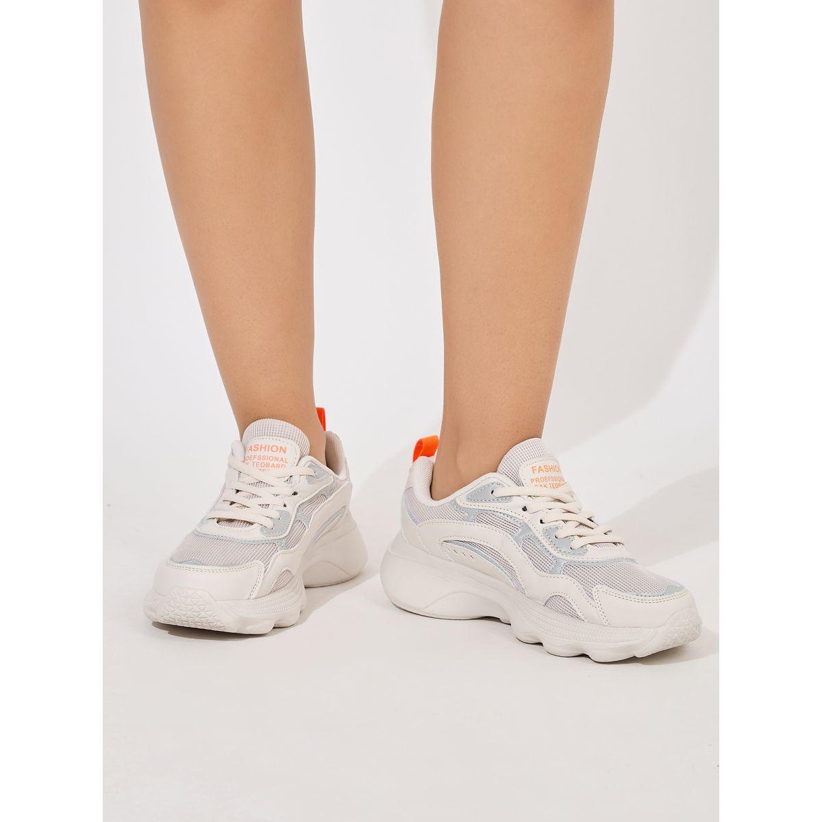 Styli Textured Lace Up Sneakers with Pull Tab-women-shoes-sneakers-image-1
