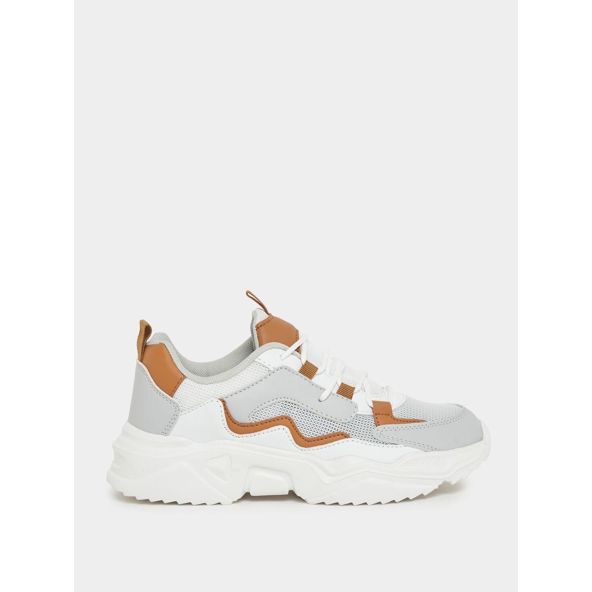 Styli Contrast Tab Lace-Up Chunky Sneakers-women-shoes-sneakers-image-1