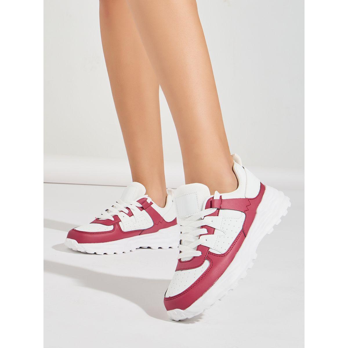 Styli Contrast Panel Lace Up Sneakers-women-shoes-sneakers-image-1