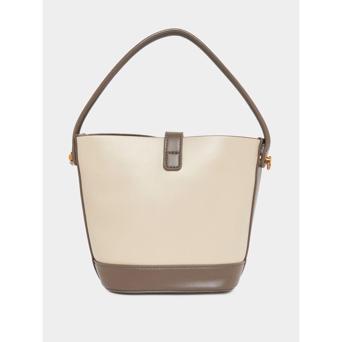 Styli Two Tone Twisted Lock Bucket Handbag-women-bagsandwallets-handbags-image-2