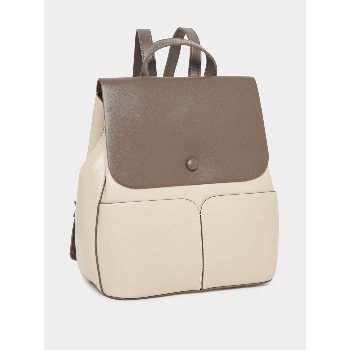 Styli Two Tone Backpack with Button Lock-women-bagsandwallets-backpacks-image-1