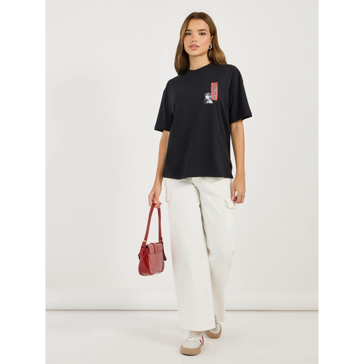 تيشيرت فضفاض مطبع بطبعة جرافيك-women-clothing-tshirts-image-2
