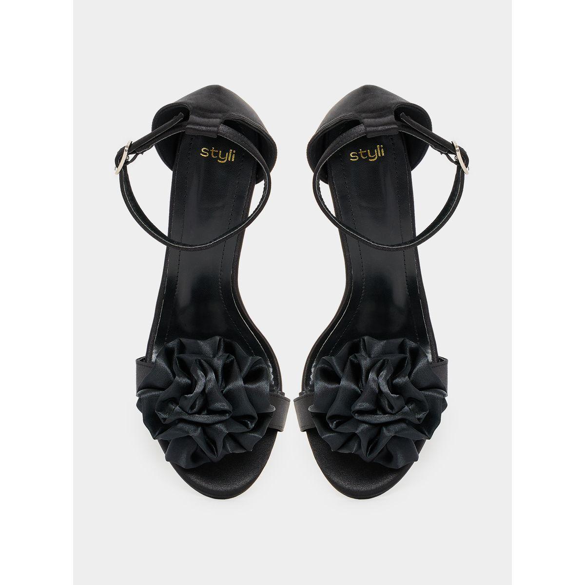 Styli Flower Embellished Ankle Strap Sandals-women-shoes-heels-image-5