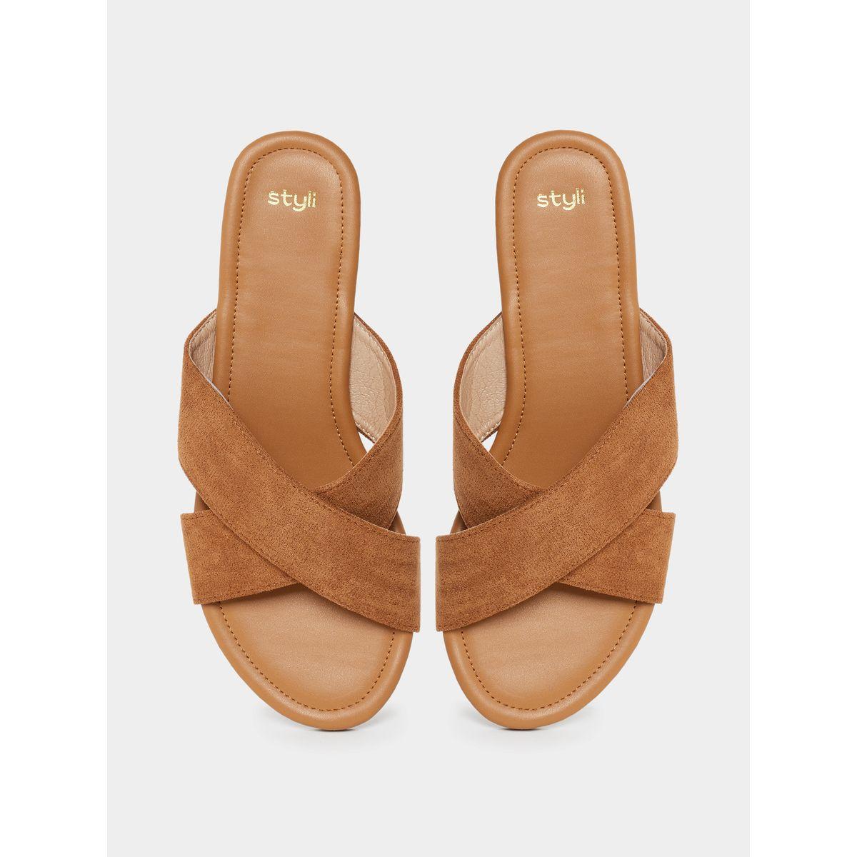 Styli Cross Strap Flat Sandals-women-shoes-sandals-flats-image-5