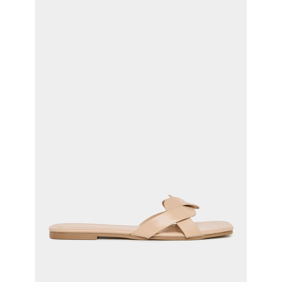 Styli Plain Braided Slip On Sandals-women-shoes-sandals-flats-image-1