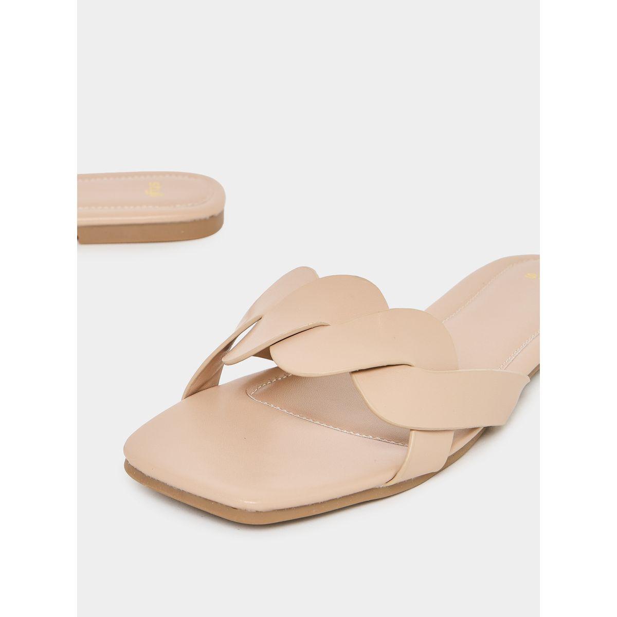 Styli Plain Braided Slip On Sandals-women-shoes-sandals-flats-image-3