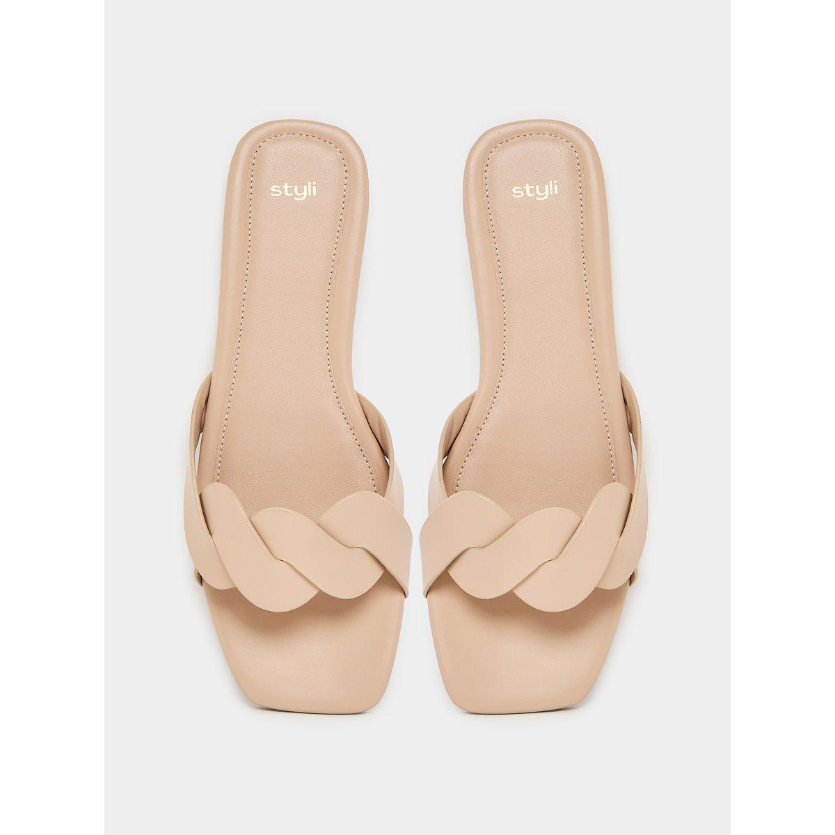 صندل سادة مع سيور بنمط مضفر-women-shoes-sandals-flats-image-5