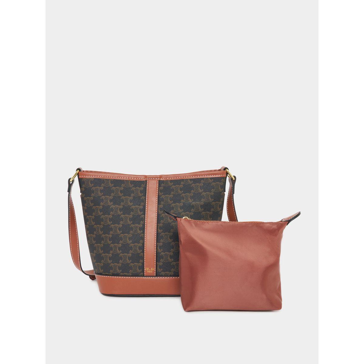 Styli Monogram Print Shoulder Bag with Pouch-women-bagsandwallets-handbags-image-2