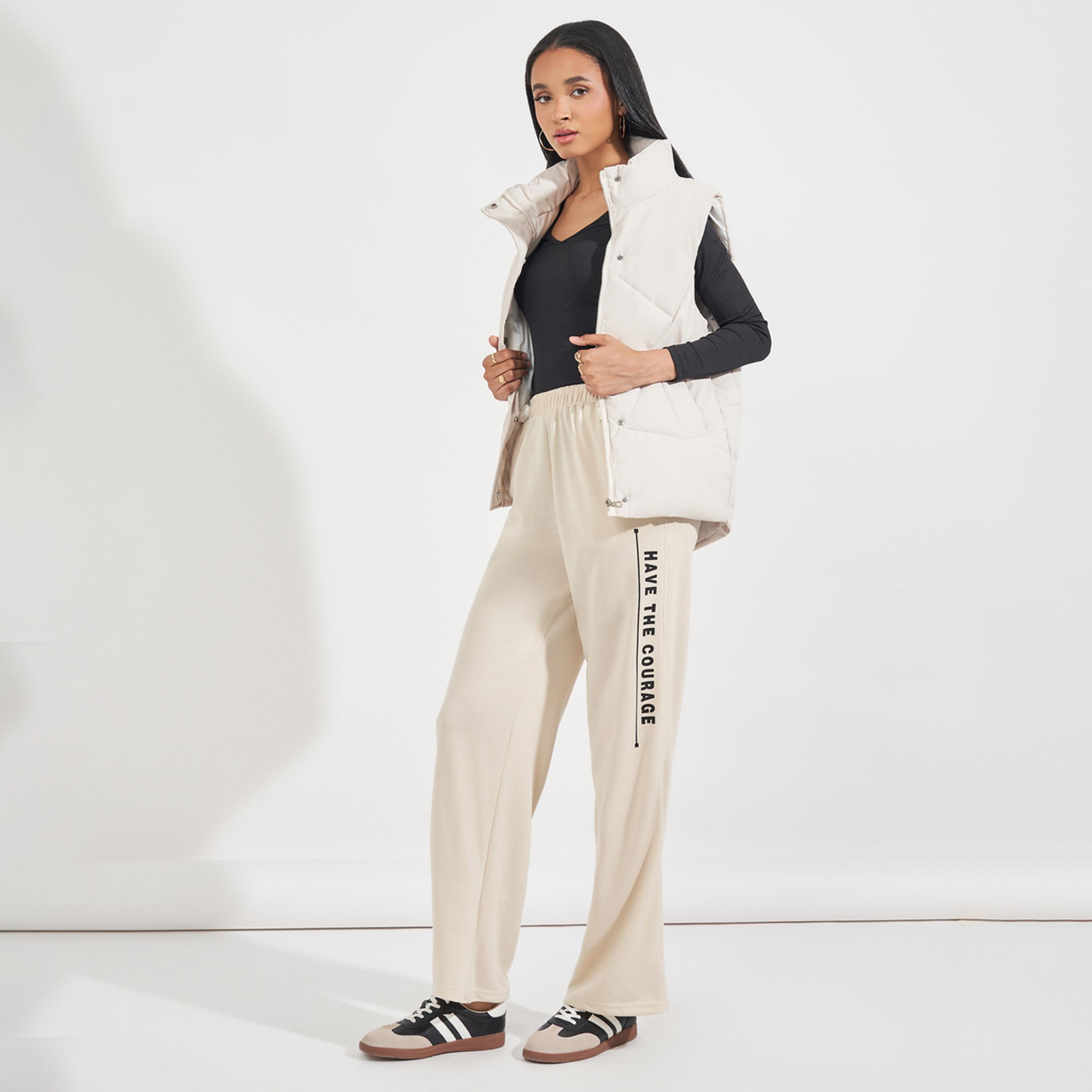 Styli Slogan Print High Rise Wide Leg Joggers-women-clothing-bottoms-joggers-image-1