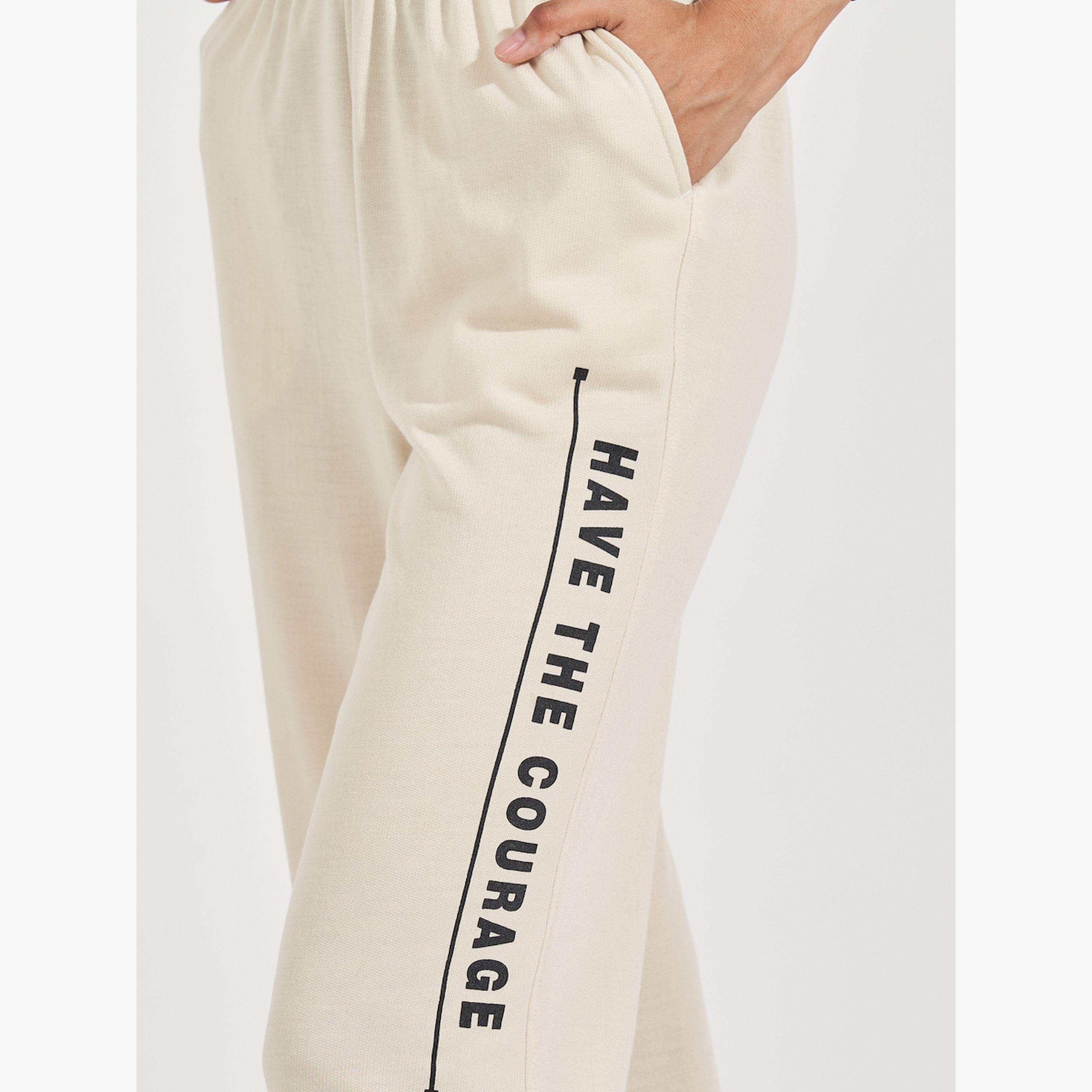 ستايلي - بنطال رياضي واسع الساق بخصر مرتفع وطبعة شعار-women-clothing-bottoms-joggers-image-3