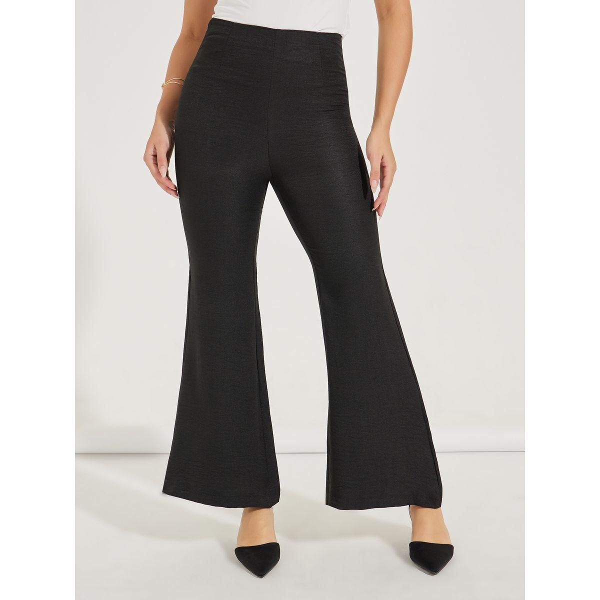 بنطال سادة بمظهر كتان مع ارجل واسعة-women-clothing-bottoms-trousers-image-2