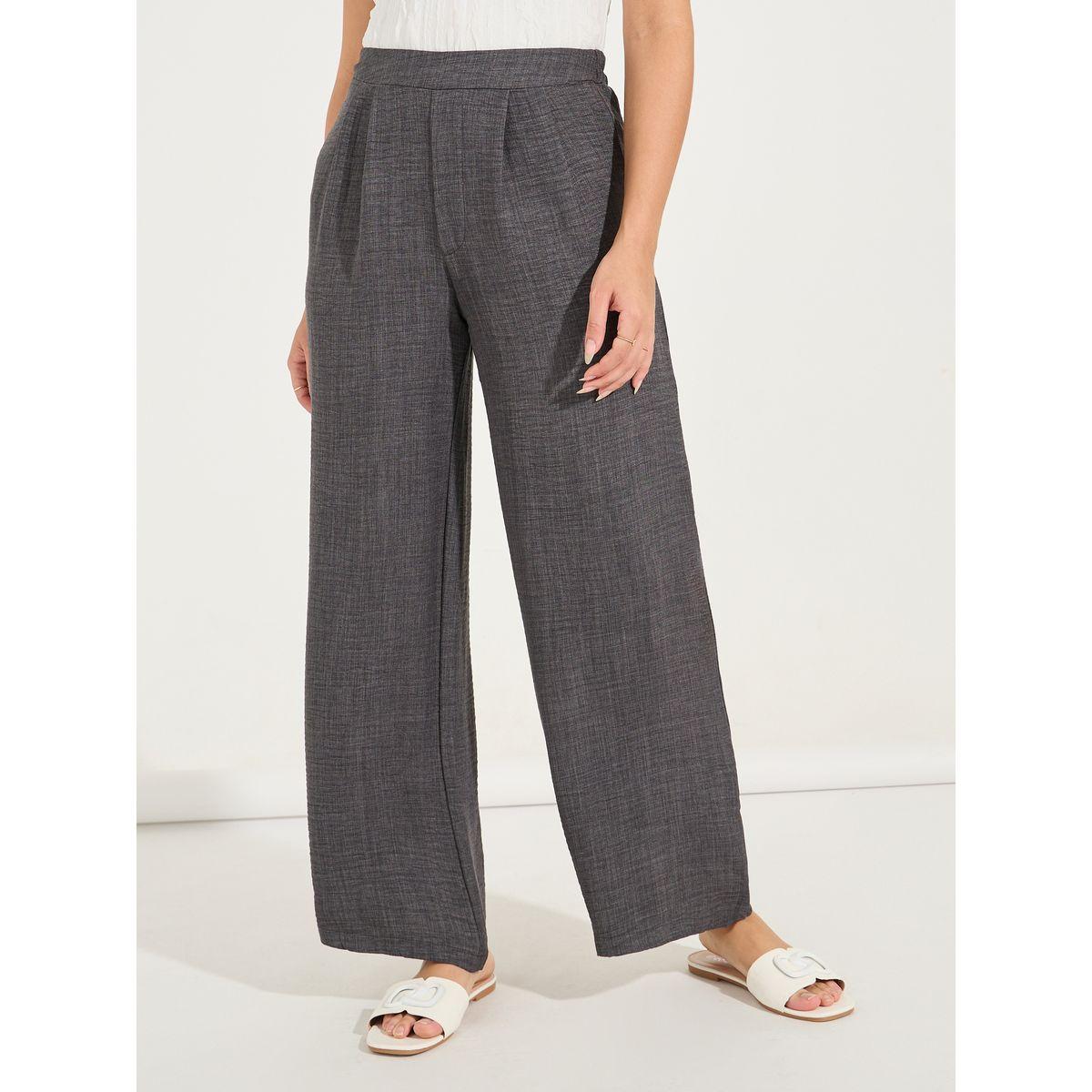 Styli Solid Wide Leg Linen Look Full Length Pants-women-clothing-bottoms-trousers-image-2