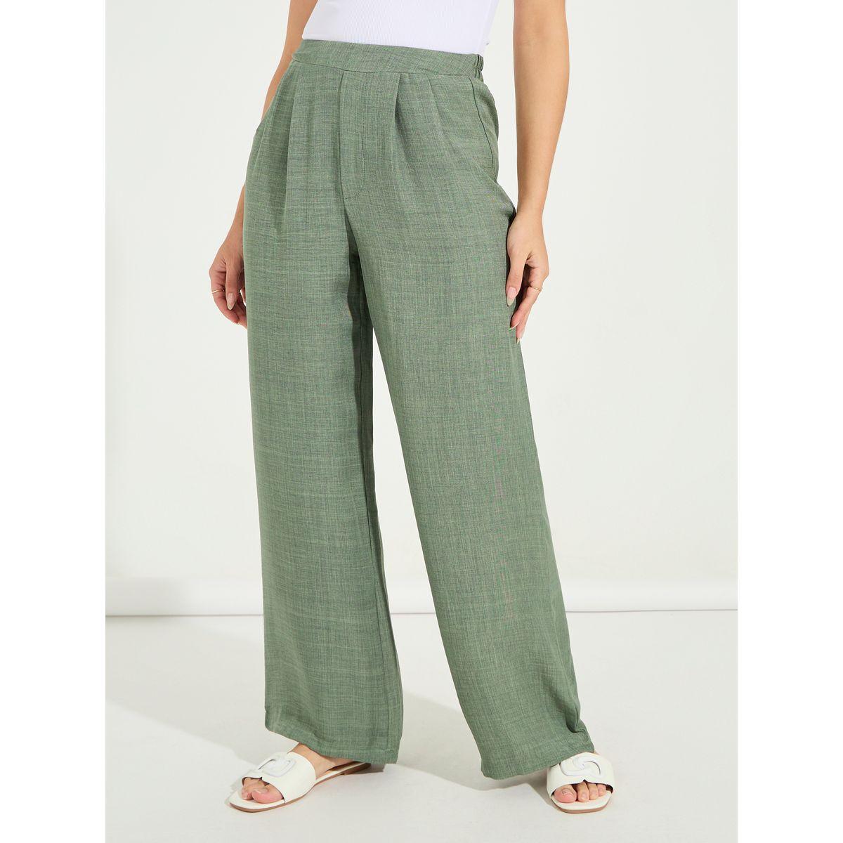 بنطال سادة بمظهر الكتان مع ارجل واسعة-women-clothing-bottoms-trousers-image-2