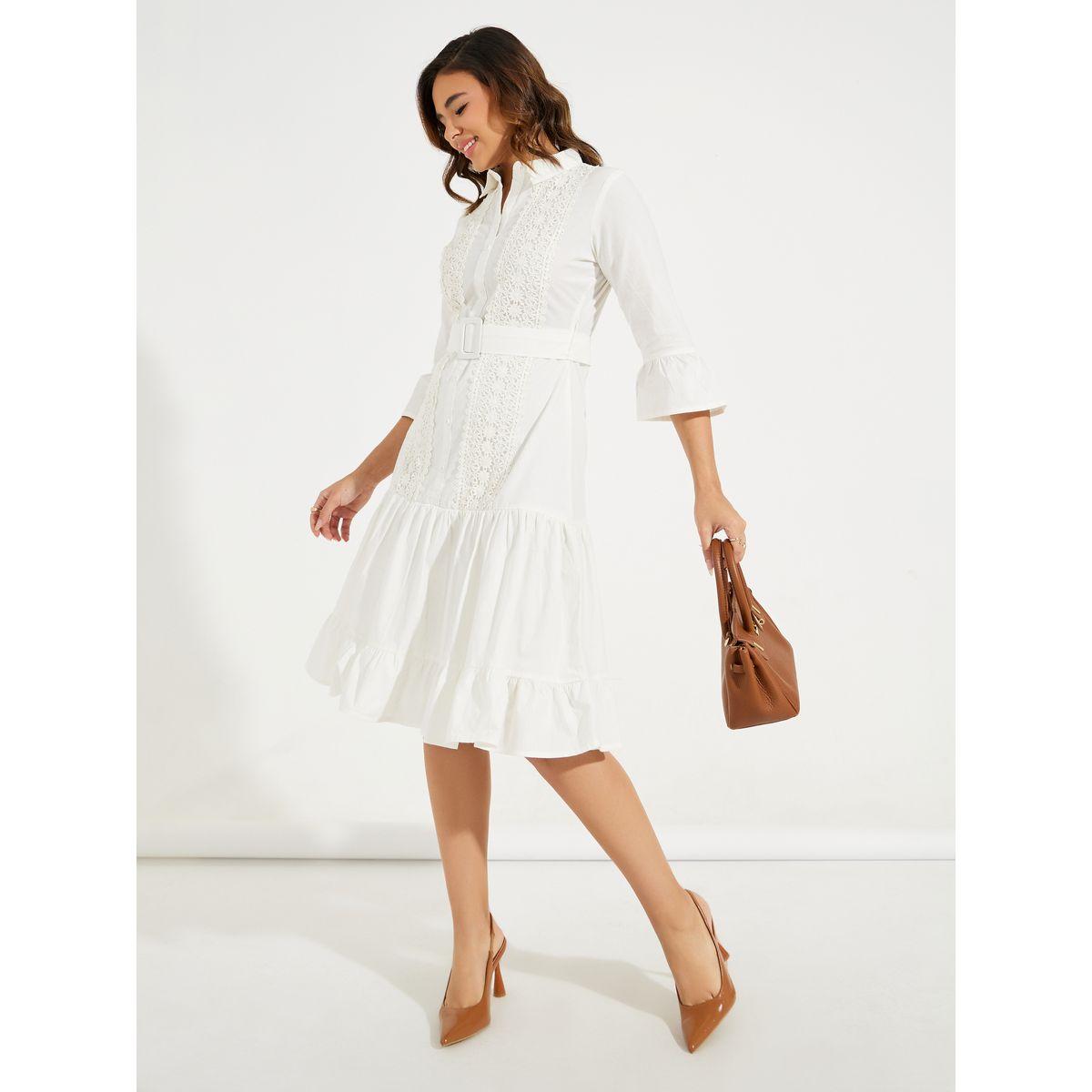 فستان بطول الركبة وتفاصيل دانتيل مع حزام-women-clothing-dresses-image-4