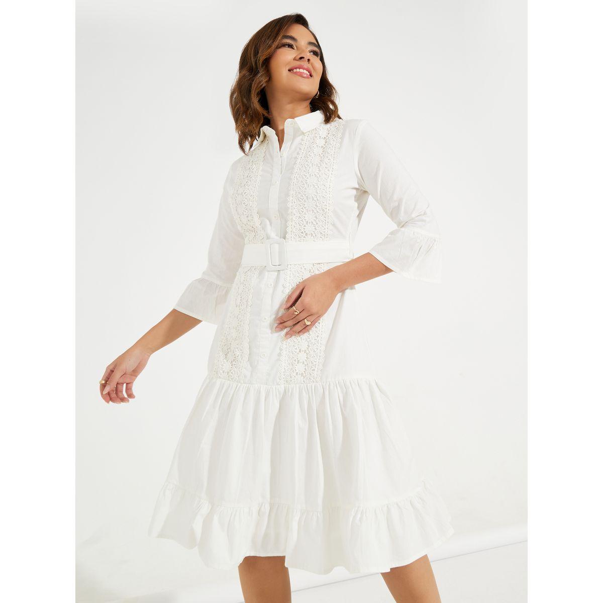 فستان بطول الركبة وتفاصيل دانتيل مع حزام-women-clothing-dresses-image-5