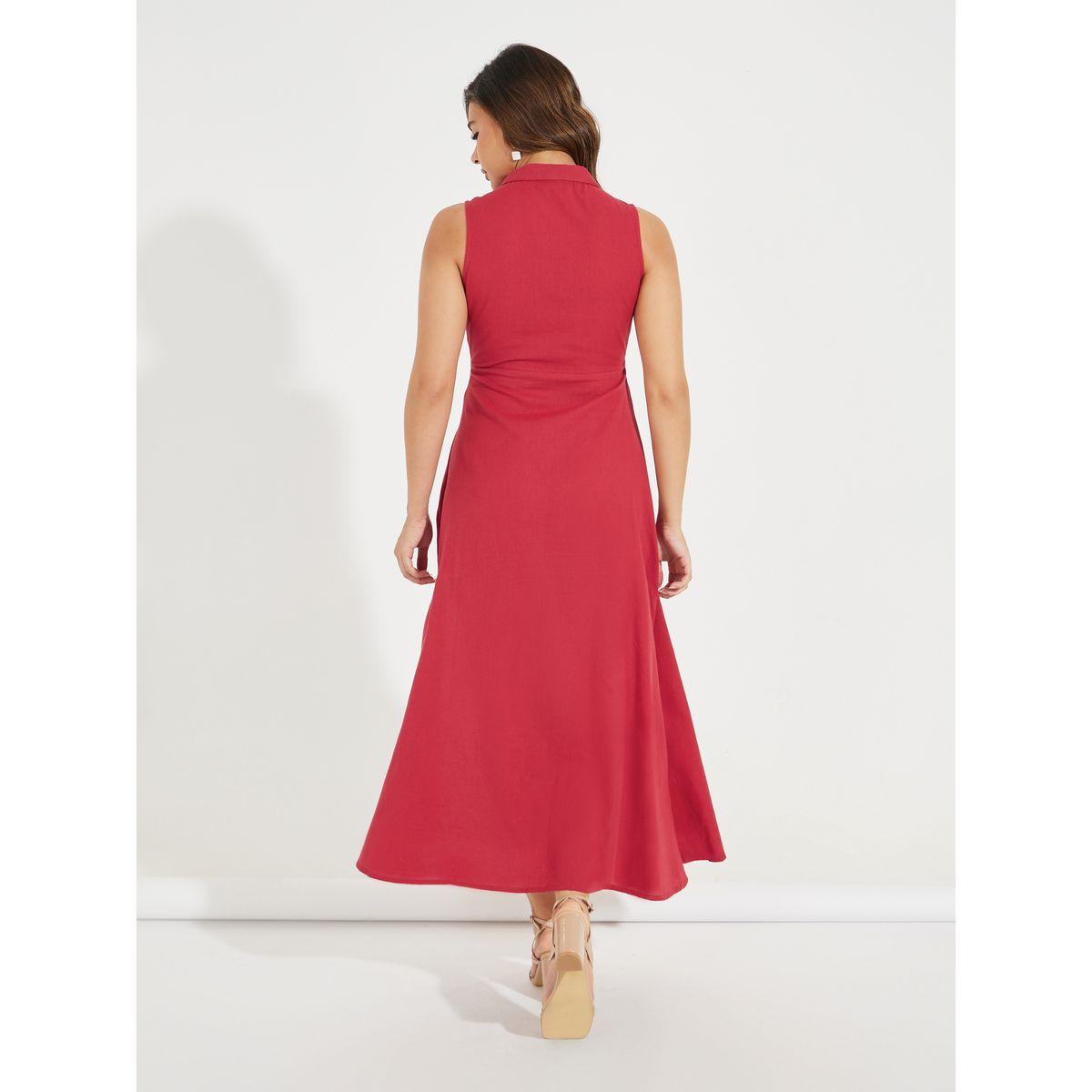 Styli Elevate Sleeveless Maxi Shirt Dress with Mock Flap Pockets-women-clothing-dresses-image-6