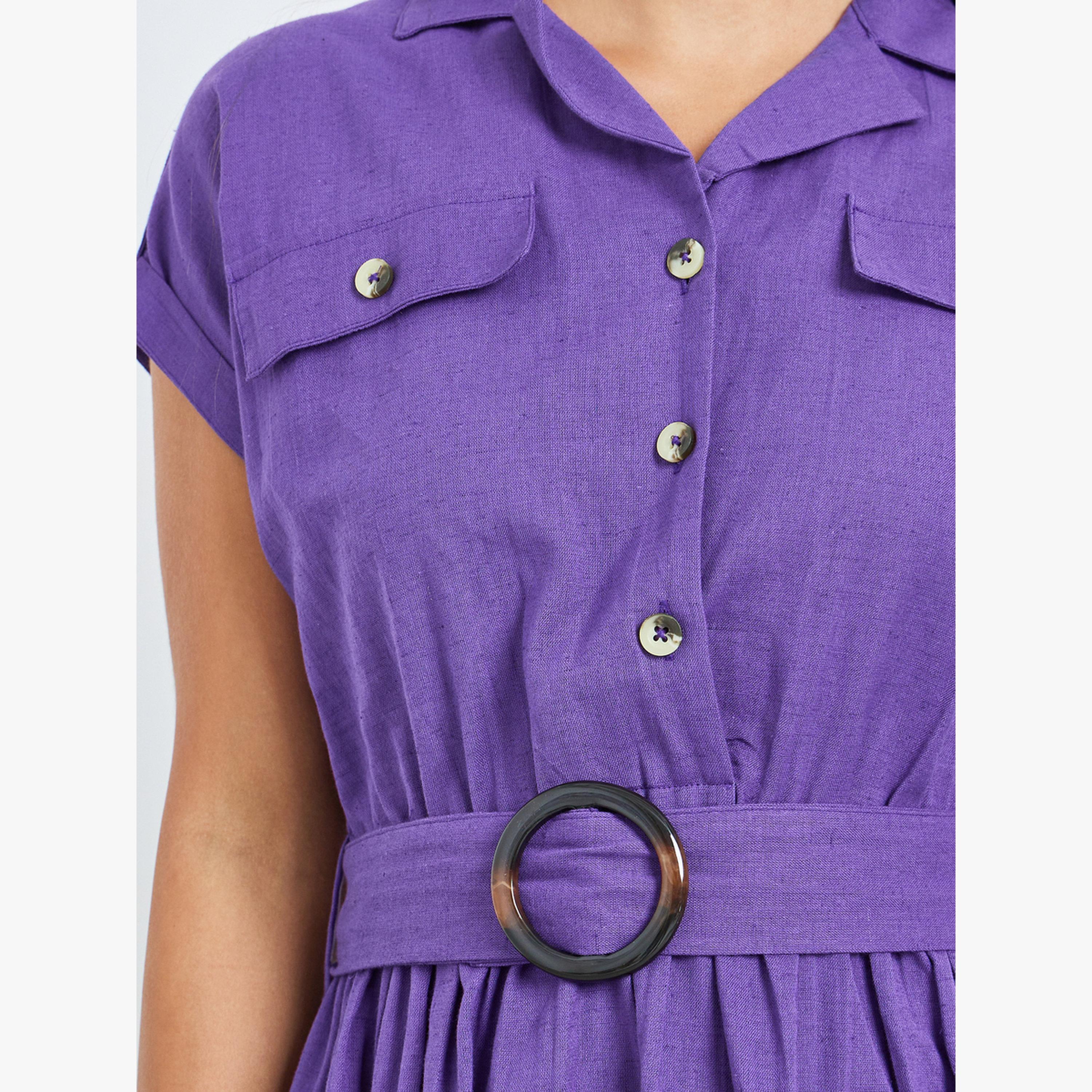 فستان ميدي قطن بحزام-women-clothing-dresses-image-5