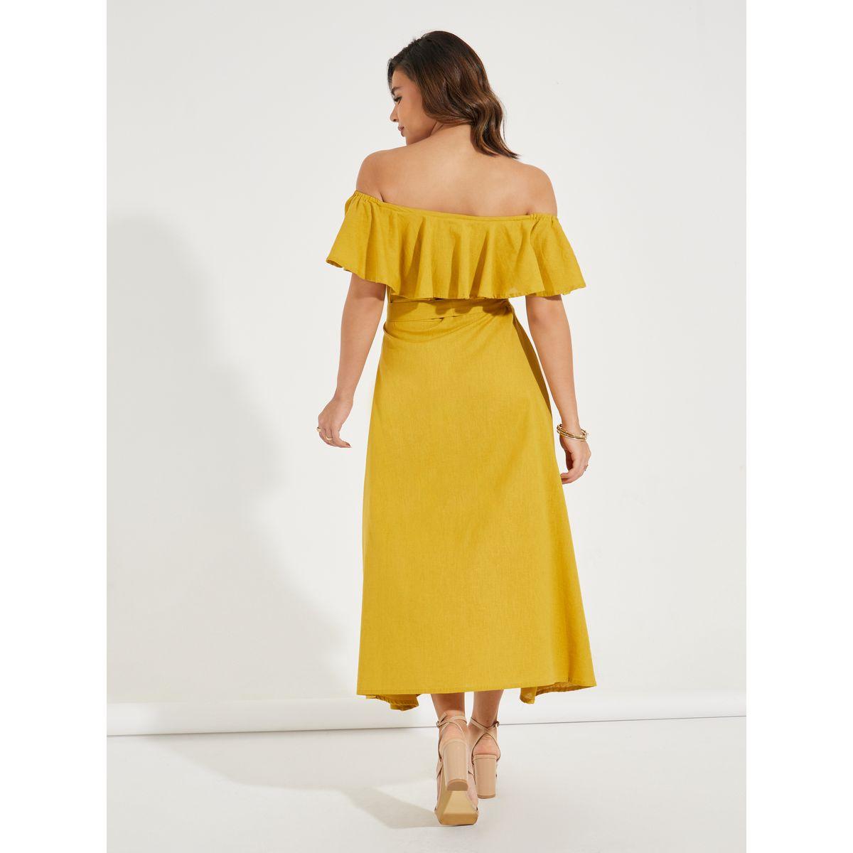 Styli Elevate Frill Off Shoulder A-Line Maxi Dress with Tie Belt-women-clothing-dresses-image-6
