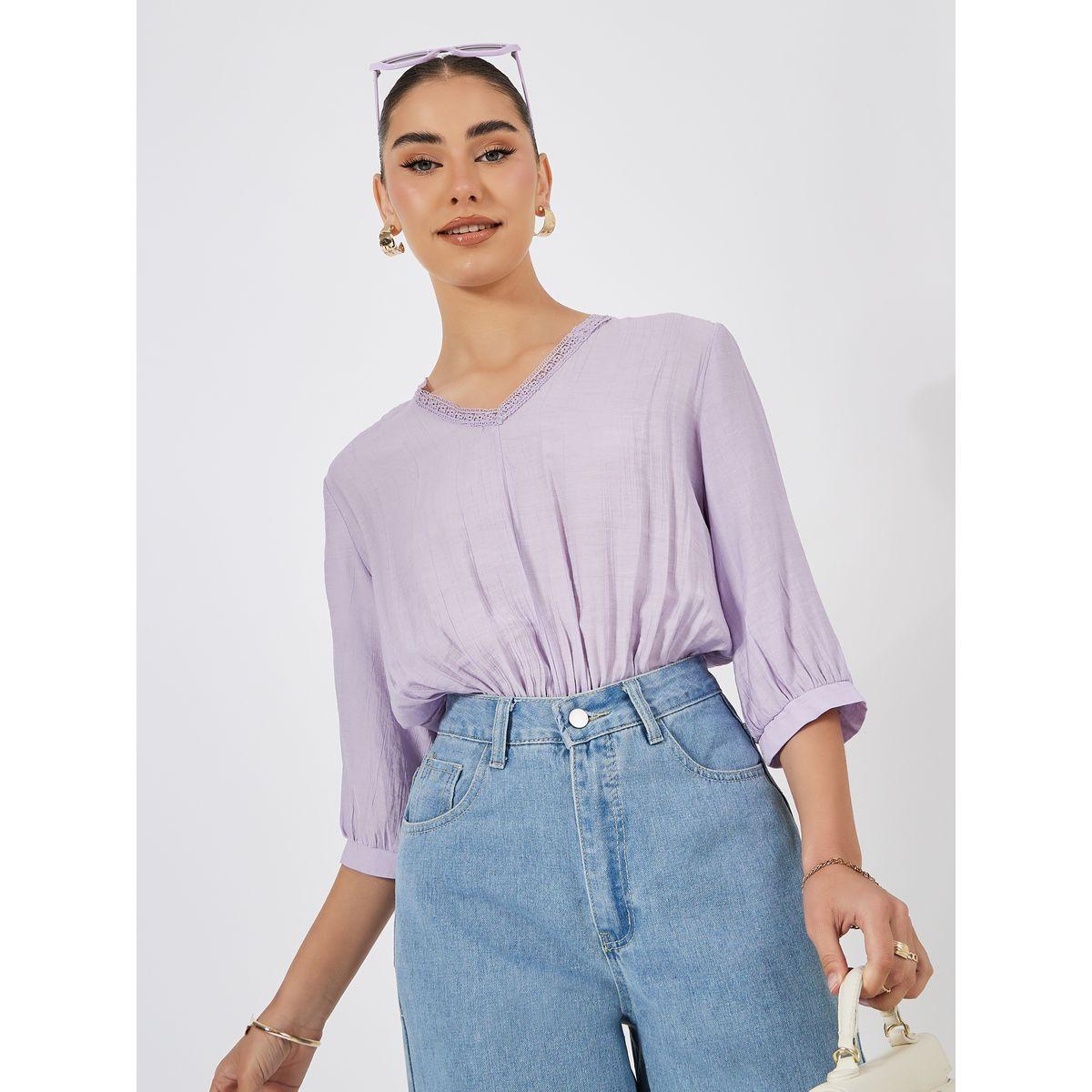 Styli Solid V-Neck Bodysuit with Balloon Sleeve-women-clothing-shirtsandblouses-blouses-image-3