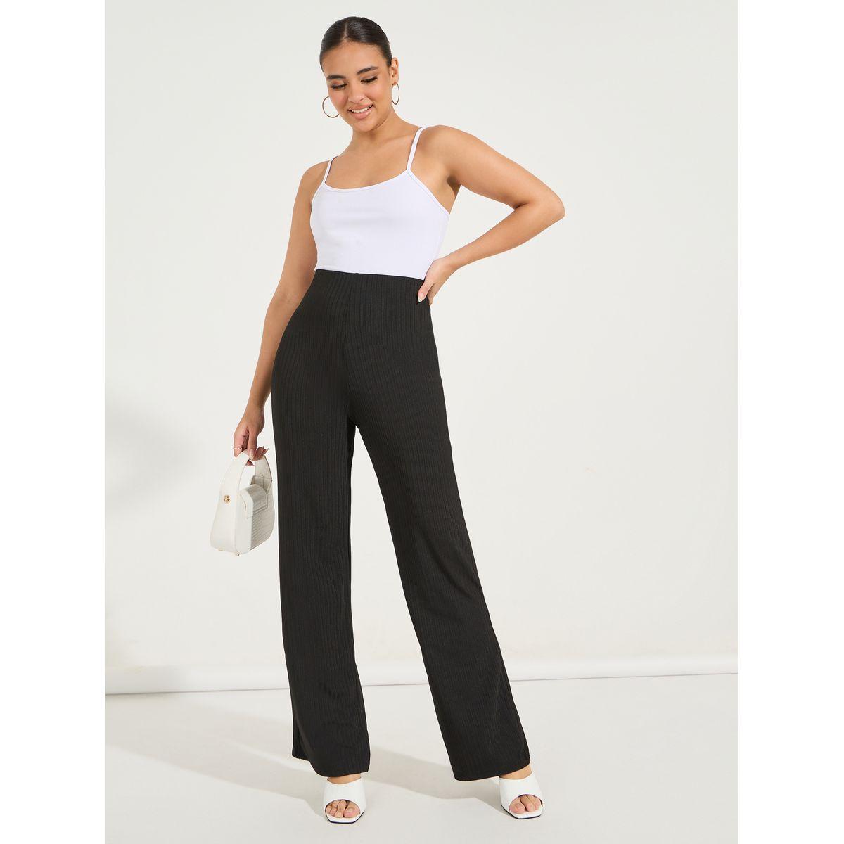 بنطال بارجل مستقيمة وتفاصيل بارزة الملمس-women-clothing-bottoms-trousers-image-1