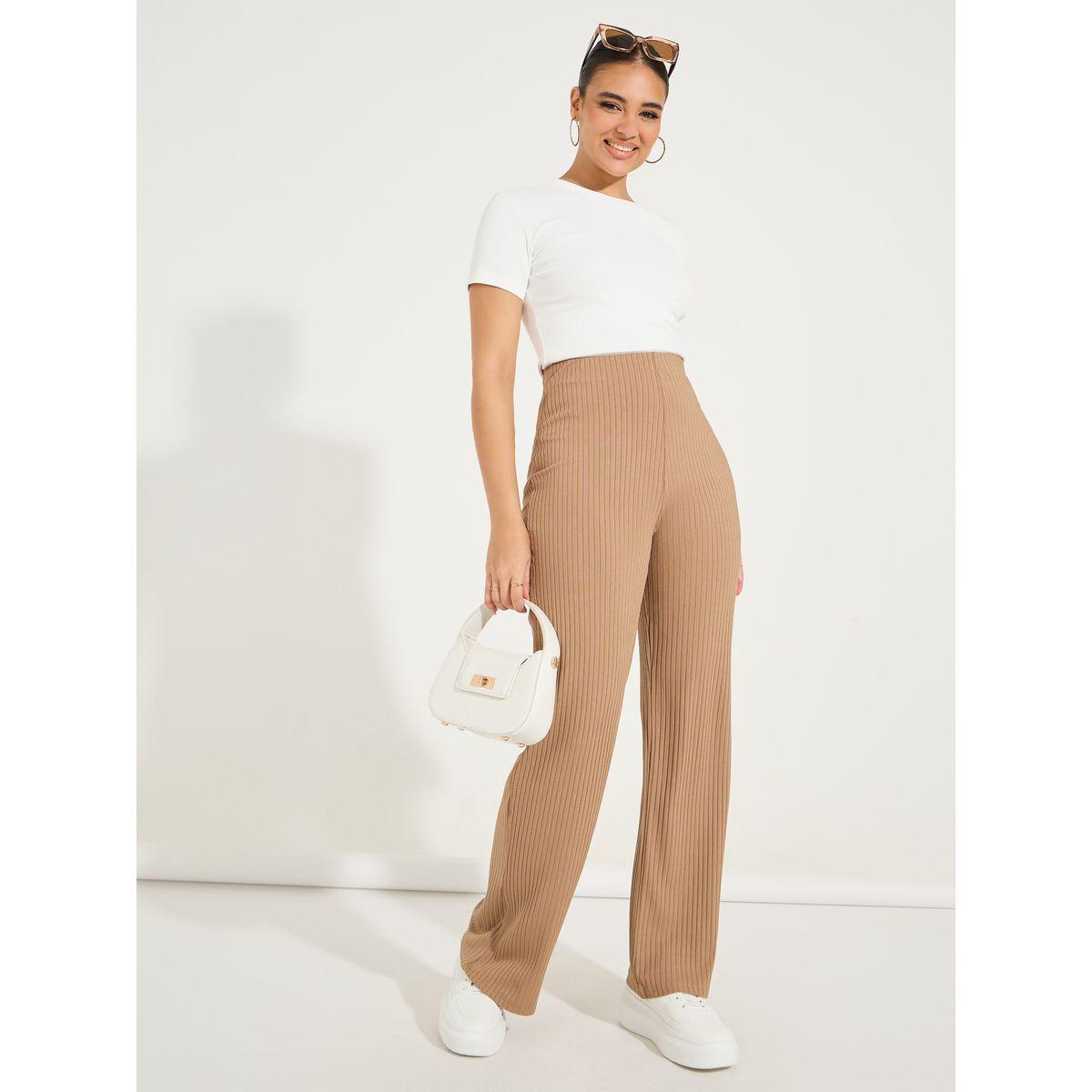 Styli Flowy Textured Straight Leg Pants-women-clothing-bottoms-trousers-image-1