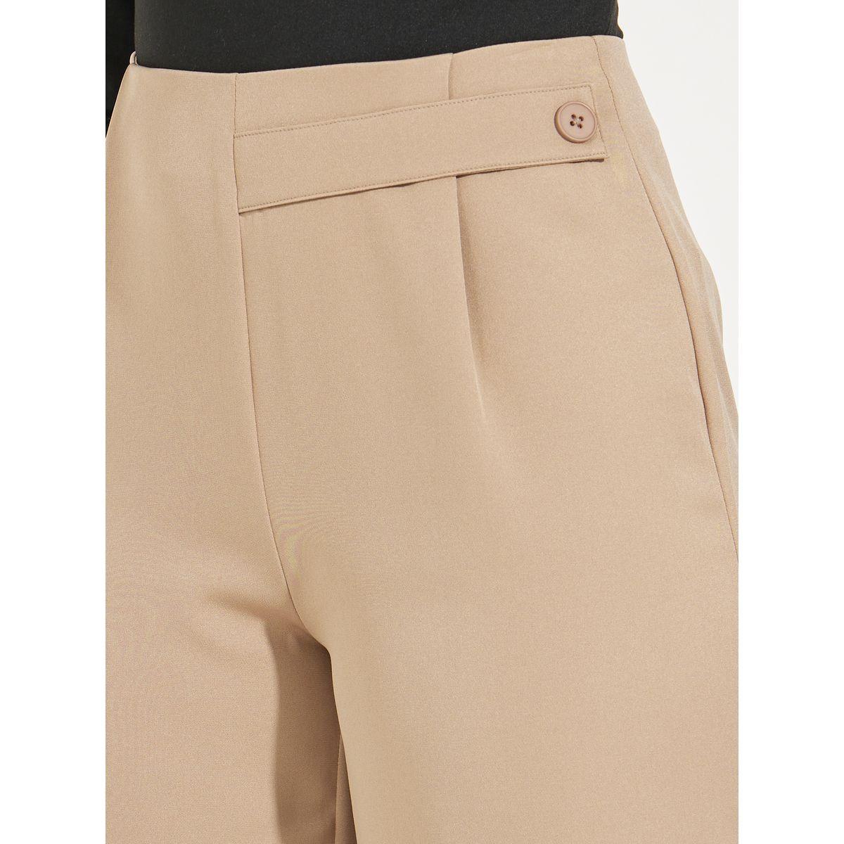 Styli Wide Leg Ankle Length Trousers with Waist Latch Detailing-women-clothing-bottoms-trousers-image-3