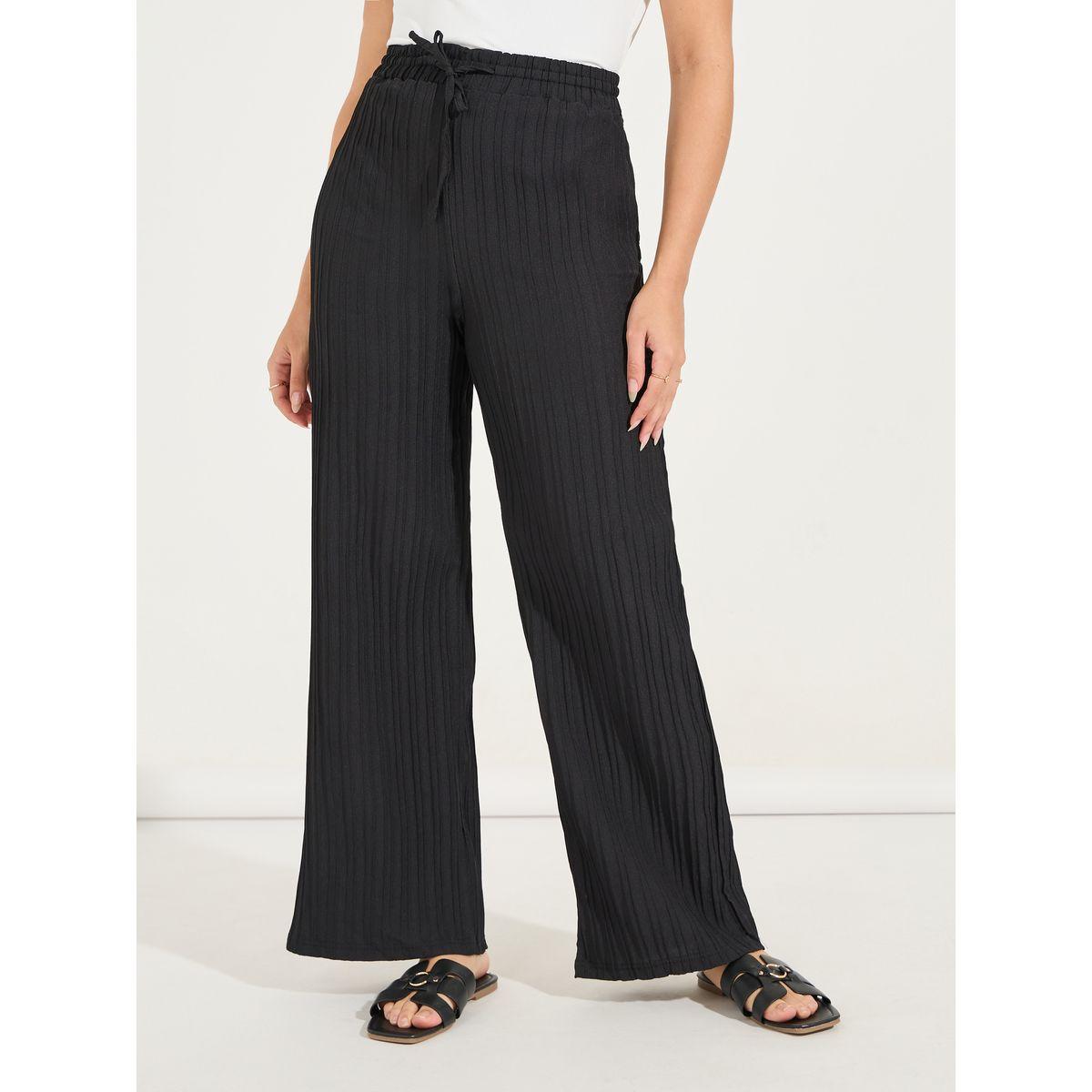بنطال سادة بارجل واسعة مع اربطة-women-clothing-bottoms-trousers-image-2
