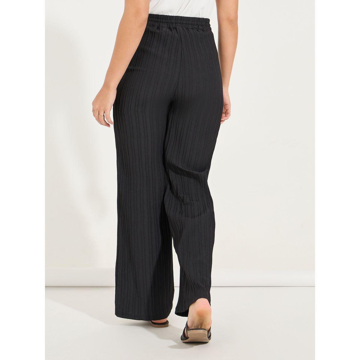 Styli Textured Wide Leg Pants with Drawstrings-women-clothing-bottoms-trousers-image-4
