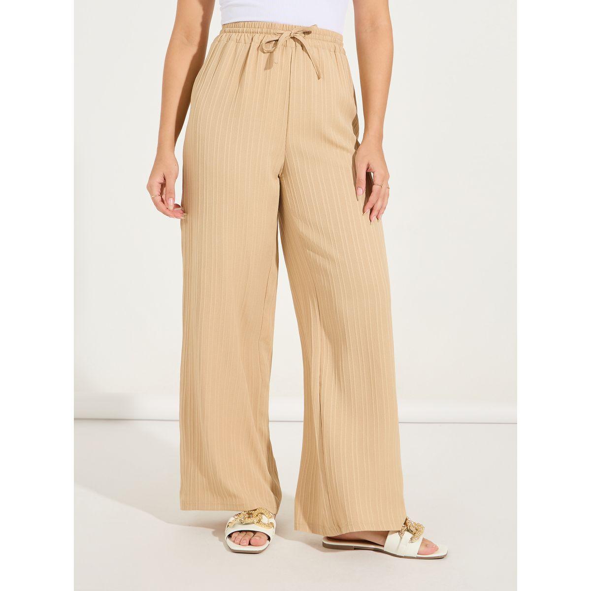 Styli Textured Wide Leg Pants with Drawstrings-women-clothing-bottoms-trousers-image-2