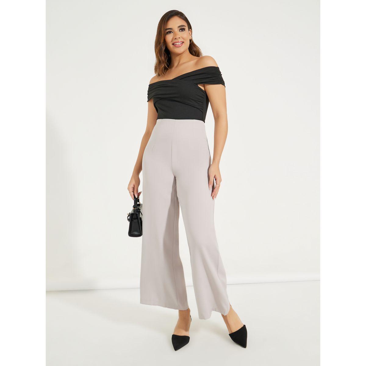 Styli Wide Leg Ankle Length Trousers with Conceal Zipper-women-clothing-bottoms-trousers-image-1